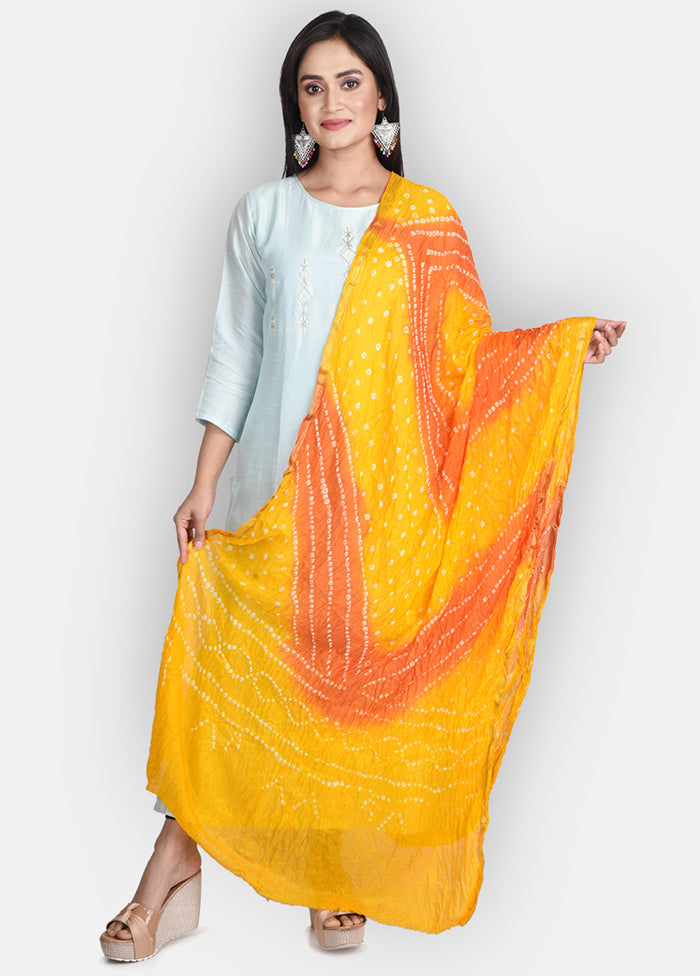 Yellow Blended Silk Embroidered Dupatta - Indian Silk House Agencies