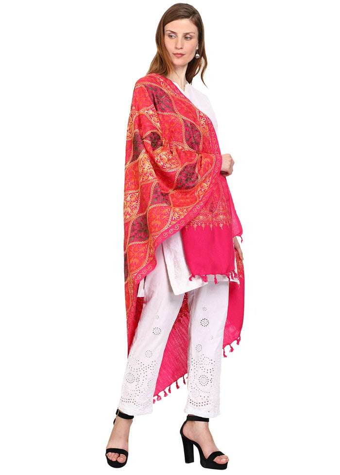 Rani Pink Zari Woven Ethnic Dupatta - Indian Silk House Agencies