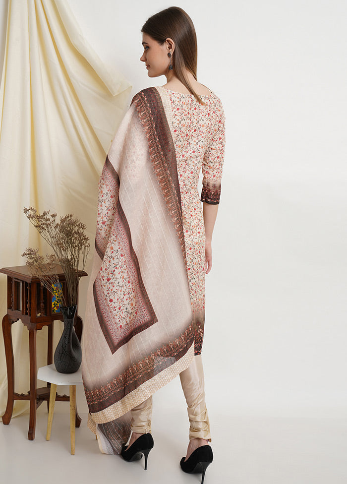 3 Pc Cream Floral Unstitched Salwar Suit Set VDSL23052023 - Indian Silk House Agencies