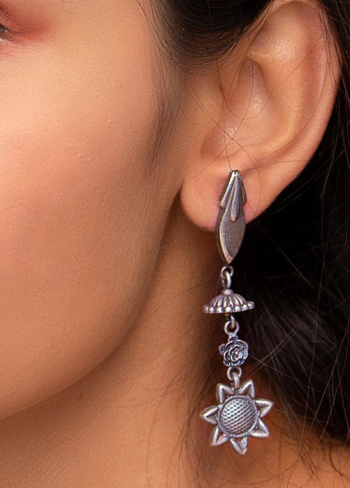Handcrafted Handcrafted Brass Earrings in Silver - Indian Silk House Agencies
