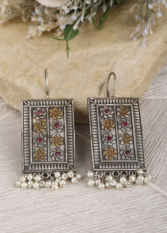 Red Handcrafted Brass Earrings - Indian Silk House Agencies