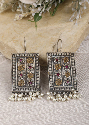 Red Handcrafted Brass Earrings - Indian Silk House Agencies