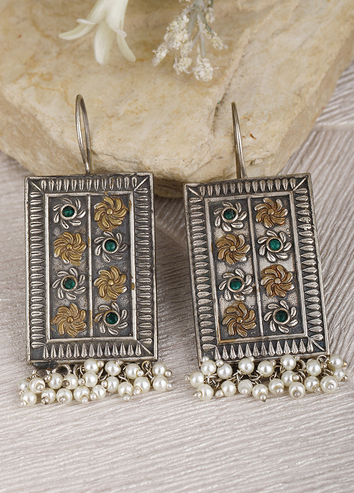 Green Handcrafted Brass Earrings - Indian Silk House Agencies