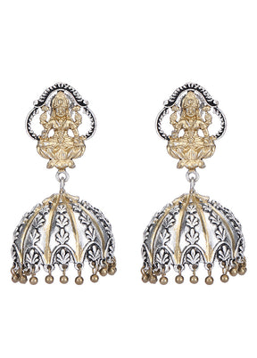 Silver Handcrafted Brass Jhumka - Indian Silk House Agencies