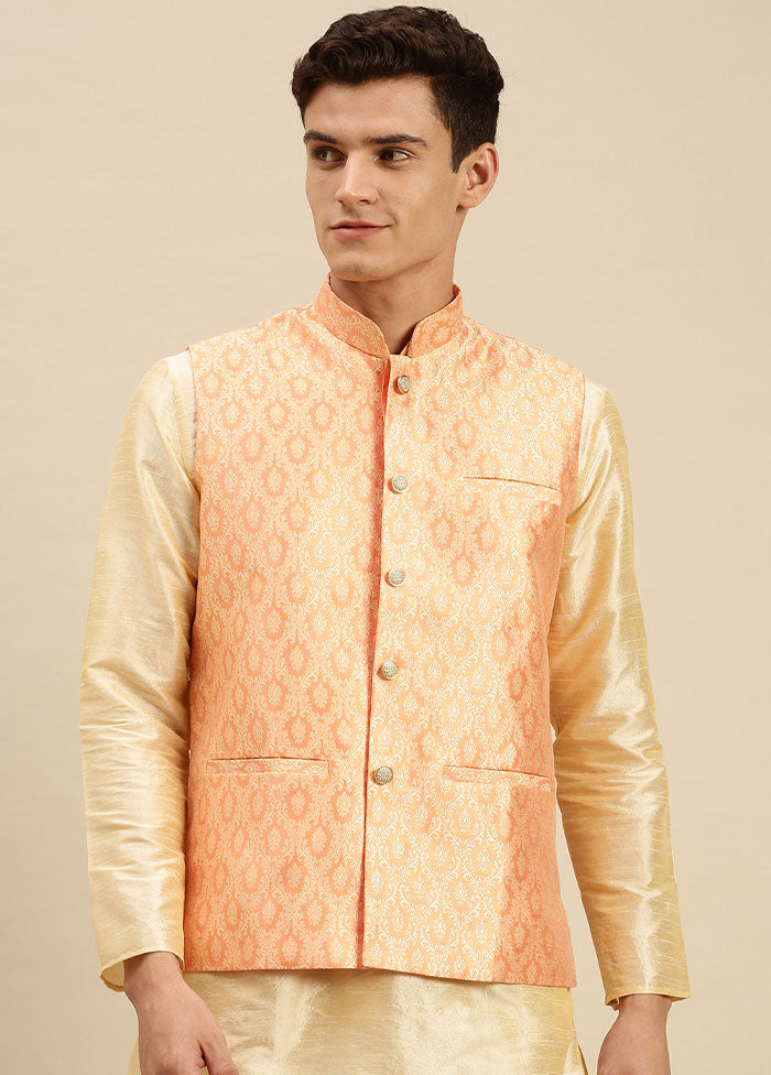 Pink Silk Printed Ethnic Jacket VDSAN2812427 - Indian Silk House Agencies