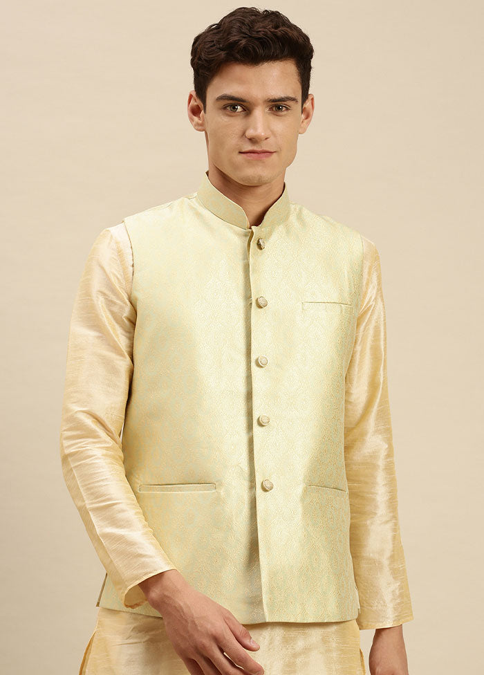 Green Silk Printed Ethnic Jacket VDSAN2812428 - Indian Silk House Agencies