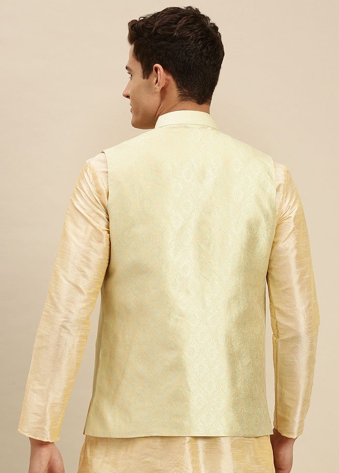 Green Silk Printed Ethnic Jacket VDSAN2812428 - Indian Silk House Agencies