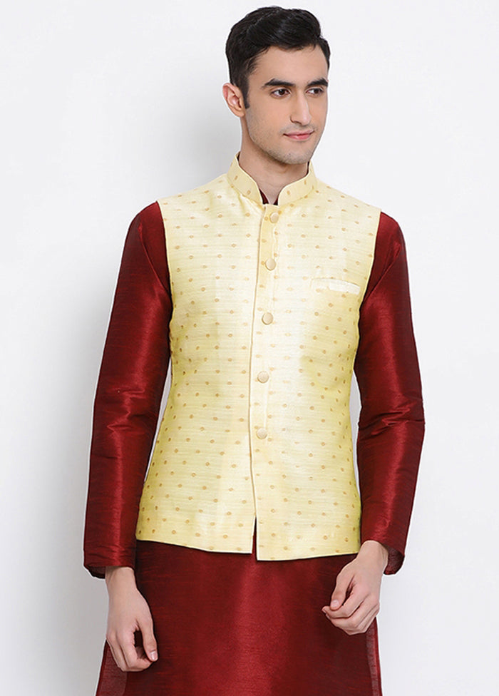 Yellow Polka Dots Silk Jacket VDSAN040245 - Indian Silk House Agencies