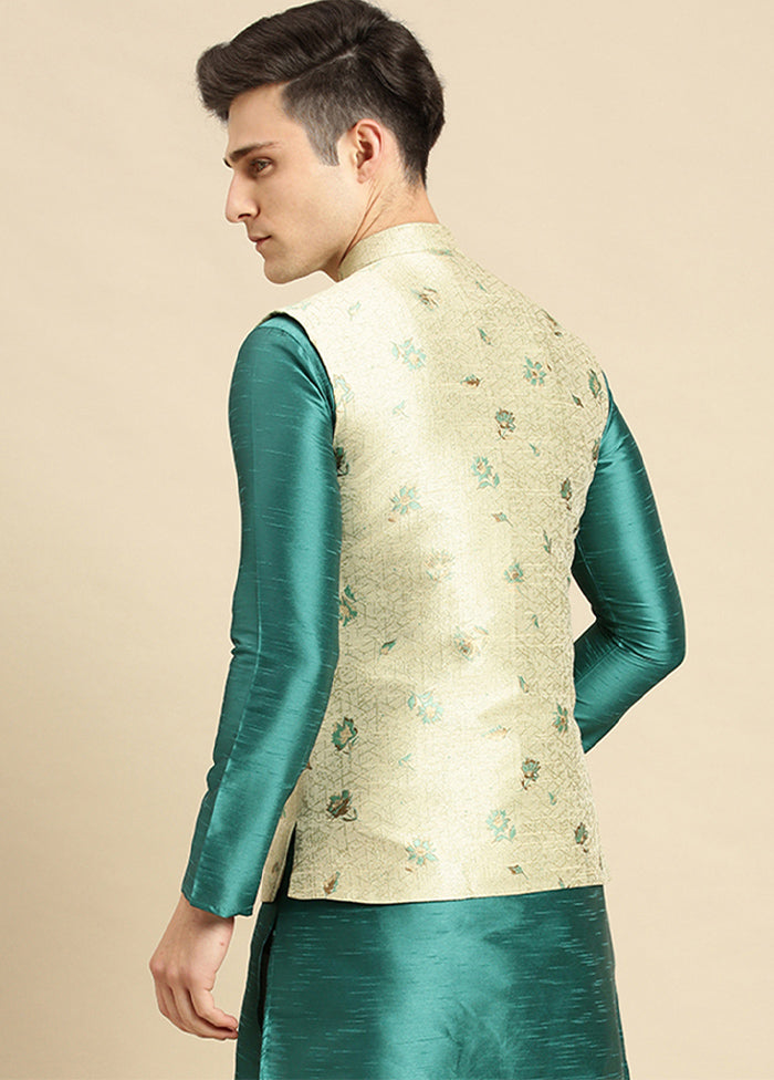 Green Silk Printed Ethnic Jacket VDSAN2812414 - Indian Silk House Agencies