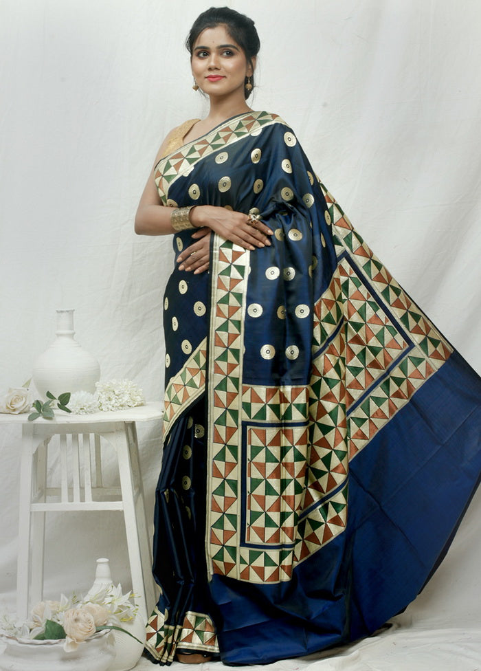 Blue Zari Woven Banarasi Pure Silk Saree With Blouse - Indian Silk House Agencies
