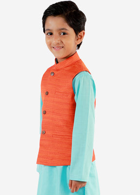 Orange Silk Ethnic Jacket