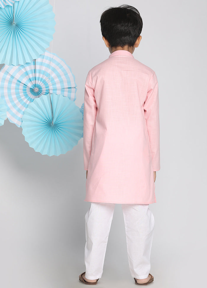 Pink Festive Silk Kurta Pajama Set