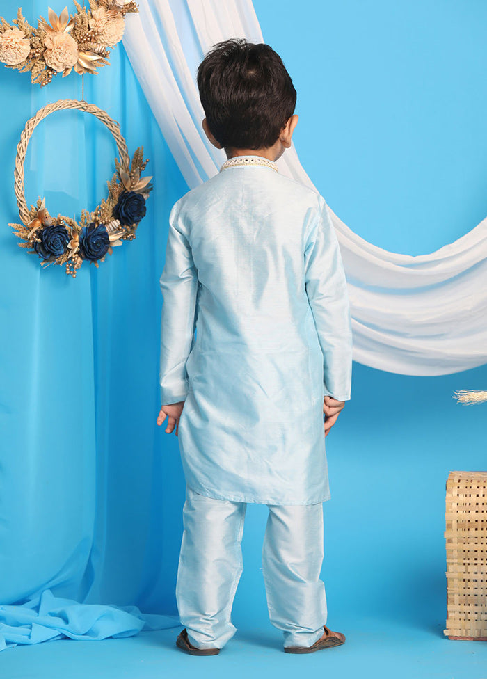 Powder Blue Festive Silk Kurta Pajama Set