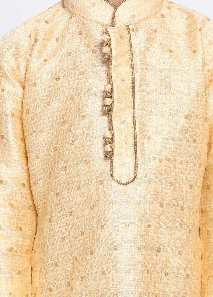 Gold Festive Silk Kurta Pajama Set