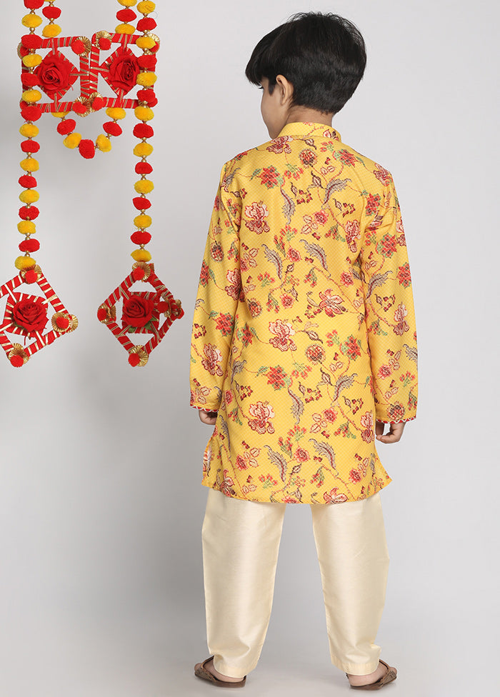 Mustard Festive Silk Kurta Pajama Set