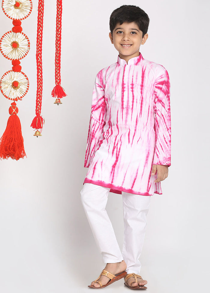 Pink Festive Cotton Kurta Pajama Set