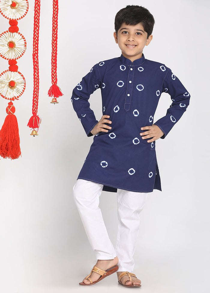Blue Festive Cotton Kurta Pajama Set