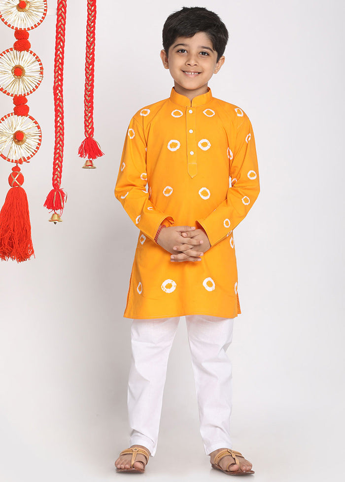 Orange Festive Cotton Kurta Pajama Set