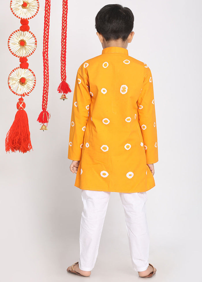 Orange Festive Cotton Kurta Pajama Set