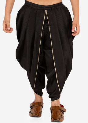 Black Ready To Wear Silk Dhoti Pant