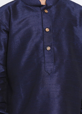 Dark Blue Festive Silk Kurta Pajama Set