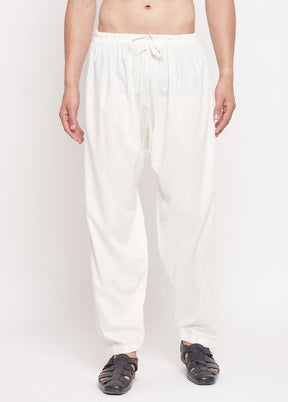 Cream Cotton Solid Pajama