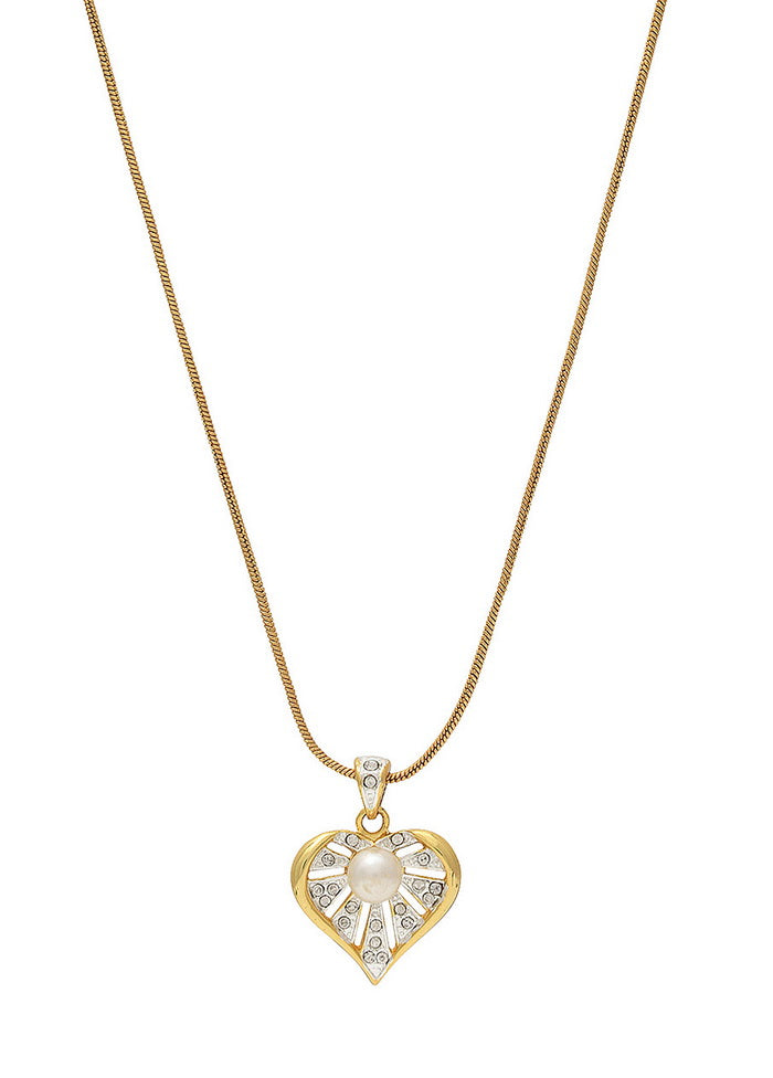 Estelle Stylish Gold and Silver plated Blissful Pearl Heart Necklace - Indian Silk House Agencies
