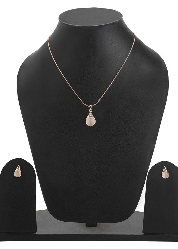 Estelle Rose Gold Crystal pendant Necklace For Girls And Women - Indian Silk House Agencies