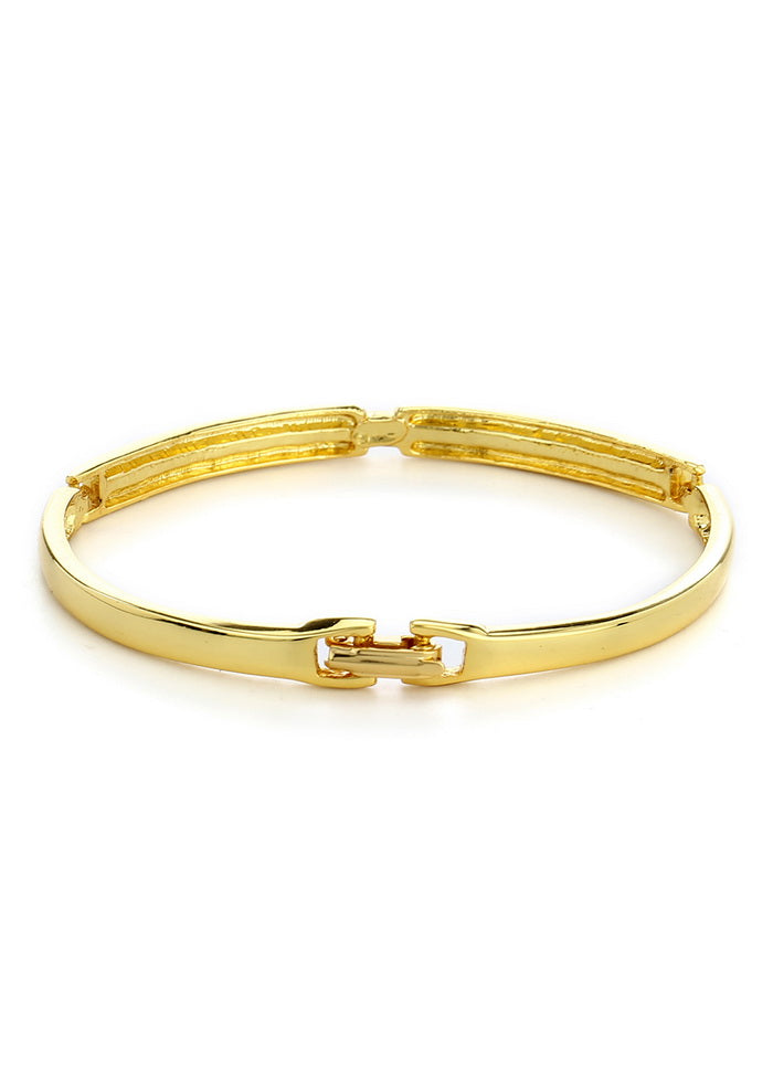 Estelle Gold And Silver Plated White Crystal Stone Bangle Bracelet - Indian Silk House Agencies