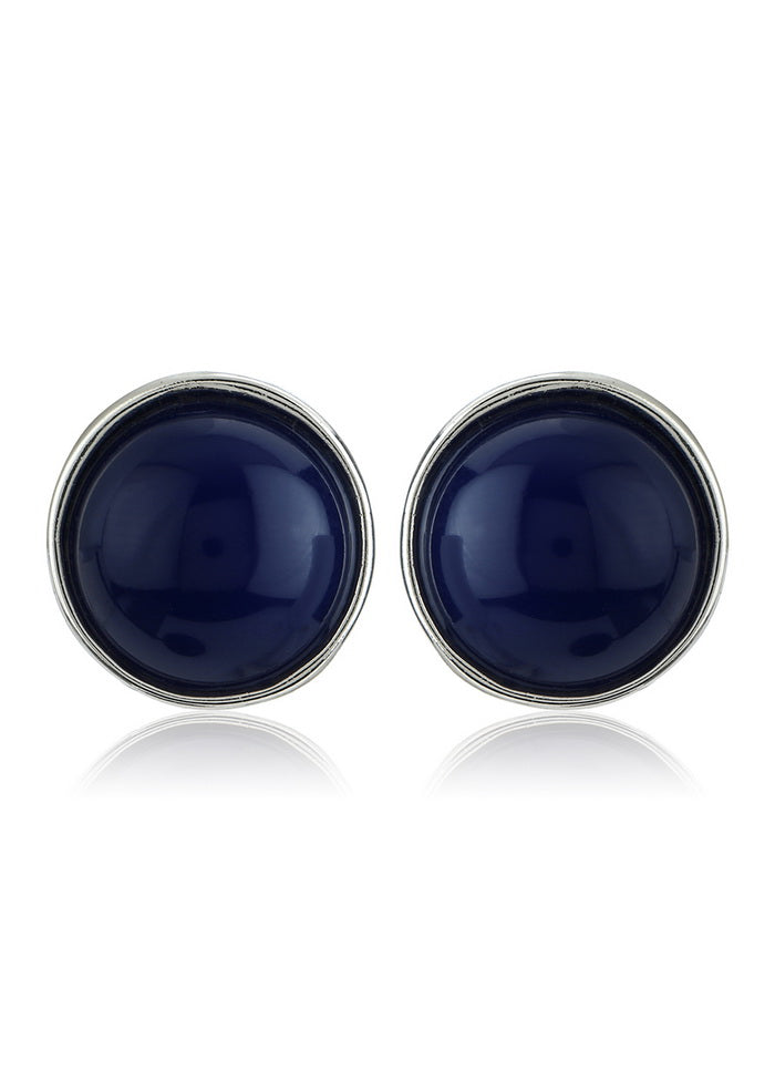 Estelle Blue Colour Round Stud Earrings - Indian Silk House Agencies
