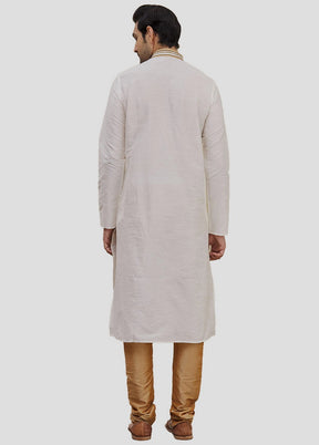 2 Pc Cream Cotton Kurta And Pajama Set VDIP280177 - Indian Silk House Agencies