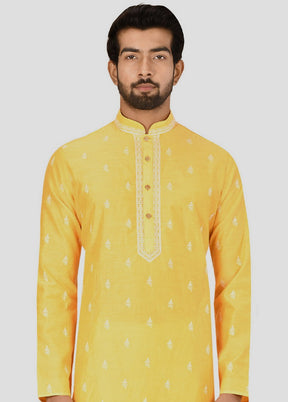 2 Pc Yellow Cotton Kurta And Pajama Set VDIP280245 - Indian Silk House Agencies