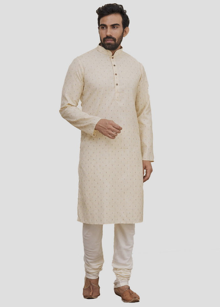 2 Pc Beige Cotton Kurta And Pajama Set VDIP280154 - Indian Silk House Agencies
