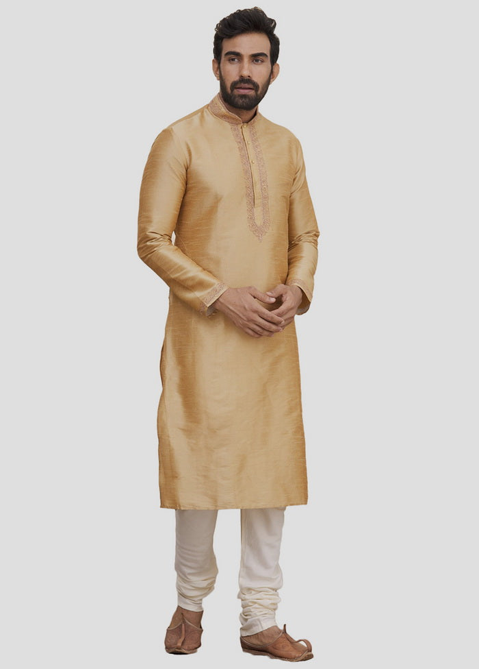 2 Pc Golden Cotton Kurta And Pajama Set VDIP280137 - Indian Silk House Agencies
