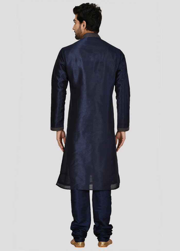 2 Pc Navy Blue Dupion Silk Kurta And Pajama Set VDIP280254 - Indian Silk House Agencies