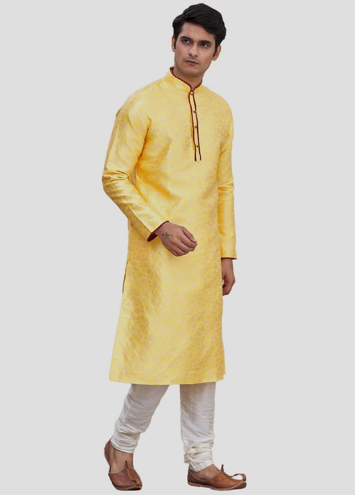 2 Pc Yellow Cotton Kurta And Pajama Set VDIP280163 - Indian Silk House Agencies