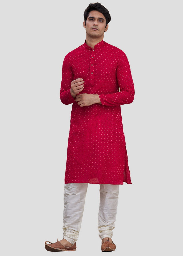 2 Pc Dark Pink Dupion Silk Kurta And Pajama Set VDIP280126 - Indian Silk House Agencies