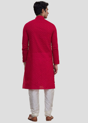 2 Pc Dark Pink Dupion Silk Kurta And Pajama Set VDIP280126 - Indian Silk House Agencies