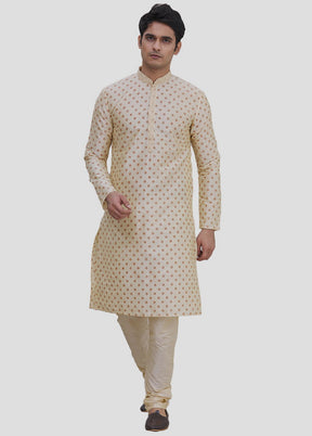 2 Pc Beige Cotton Kurta And Pajama Set VDIP280167 - Indian Silk House Agencies