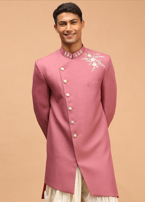 Pink Silk Sherwani Set