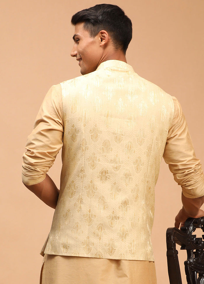 Cream Silk Nehru Jacket VDVAS15062068 - Indian Silk House Agencies