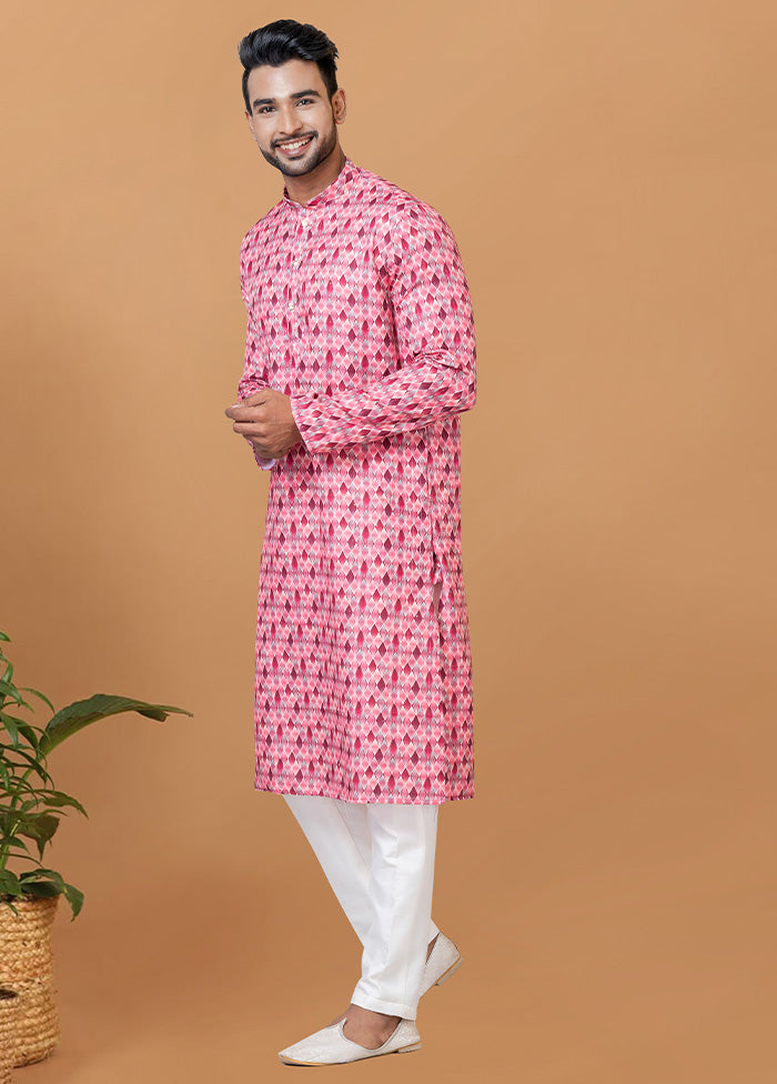 2 Pc Light Pink Cotton Kurta Pajama Set