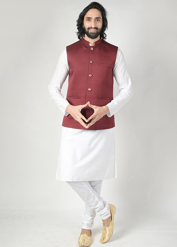 Maroon Silk Jacquard Ethnic Jacket VDTOI229252 - Indian Silk House Agencies