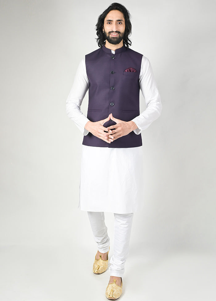 Purple Silk Jacquard Ethnic Jacket VDTOI229249 - Indian Silk House Agencies