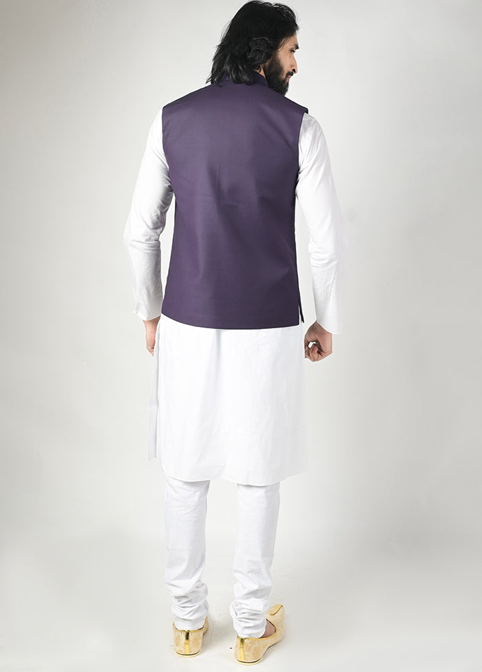 Purple Silk Jacquard Ethnic Jacket VDTOI229249 - Indian Silk House Agencies