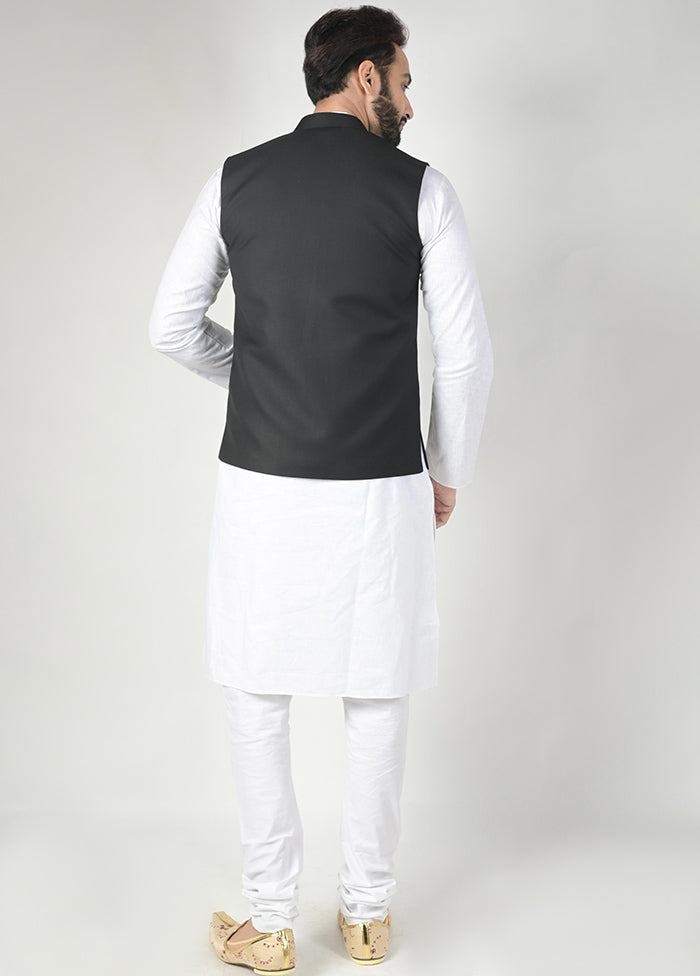 Black Silk Jacquard Ethnic Jacket VDTOI229251 - Indian Silk House Agencies