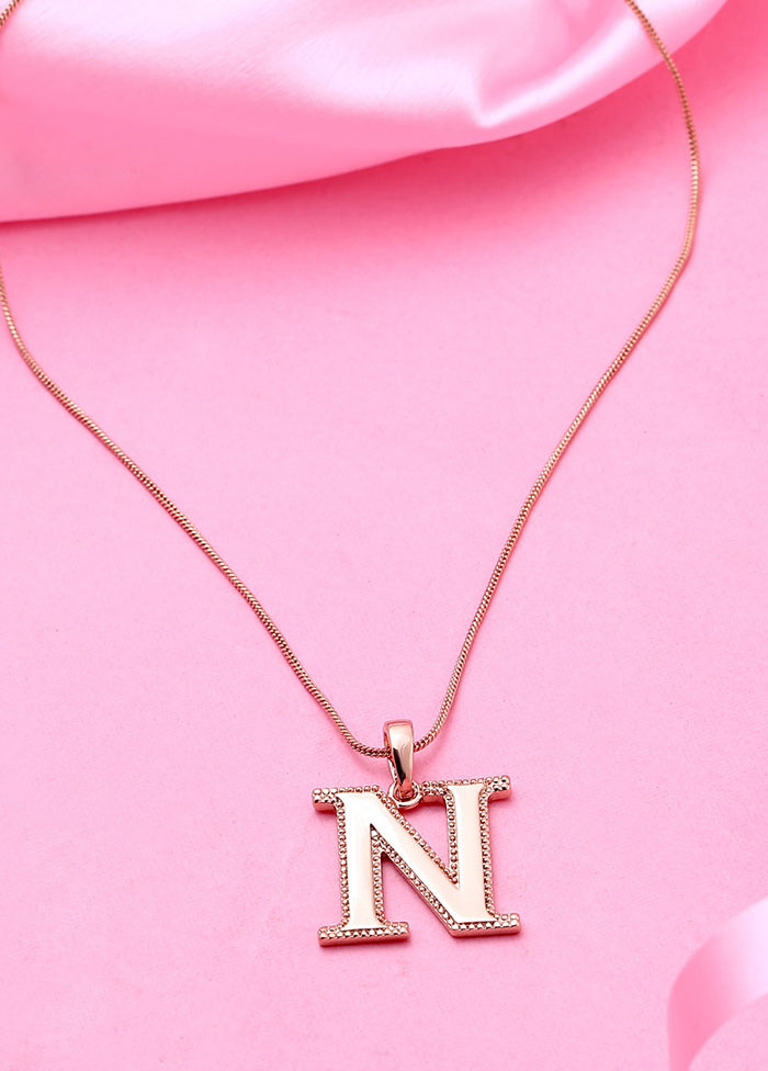 Rose Gold Plated Noble N Pendant - Indian Silk House Agencies