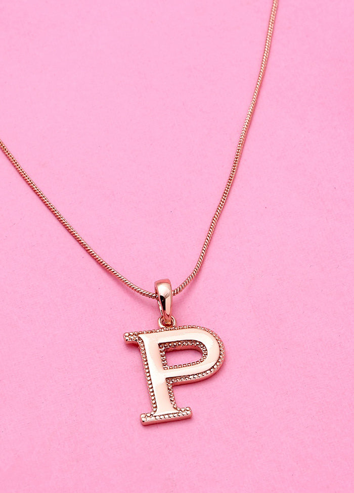 Rose Gold Plated Pleasant P Pendant - Indian Silk House Agencies