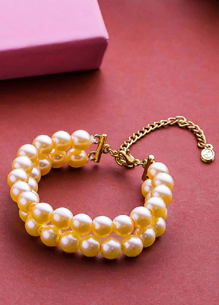 Gold Plated Sterlling 2 Line Pearl Bracelet - Indian Silk House Agencies