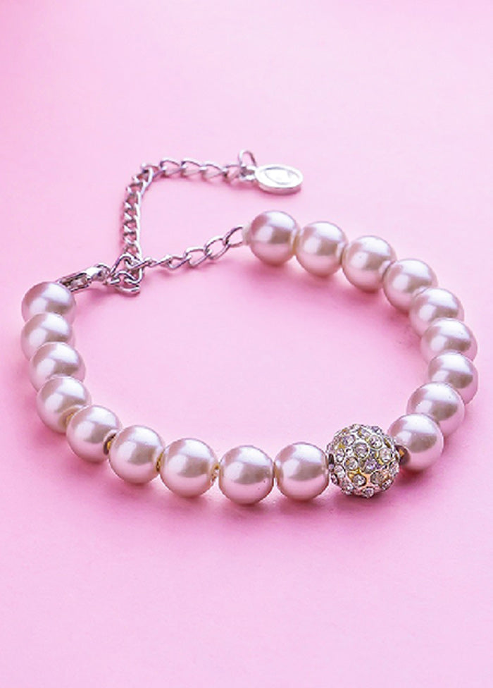 Rhodium Plated Opulent Pearl Bracelet - Indian Silk House Agencies